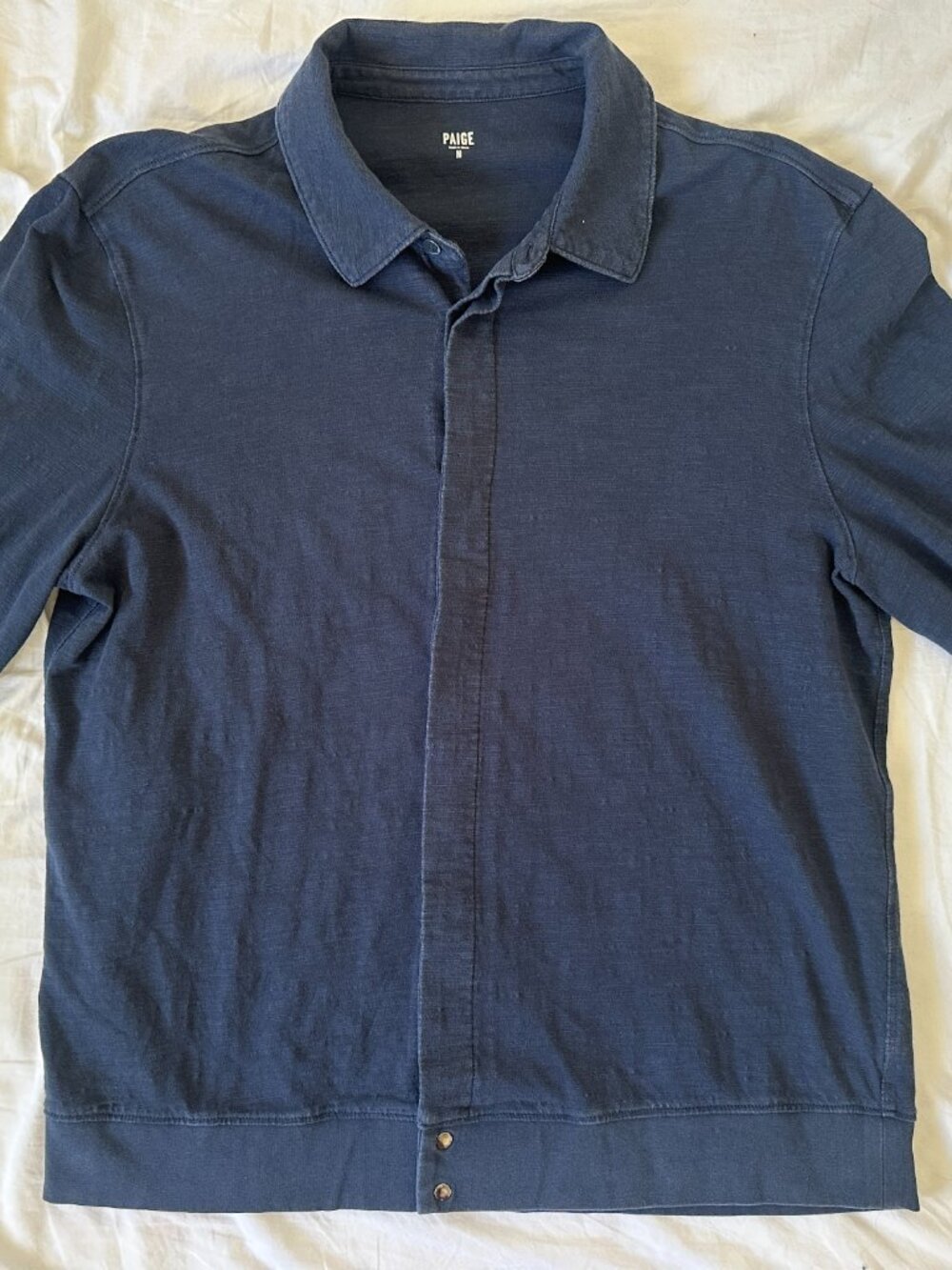 Paige Navy Blue Button Down Shirt Men Size Medium
